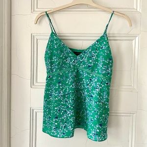 NWT Size 4 Banana Republic tiered tank camisole - beautiful bright green floral!